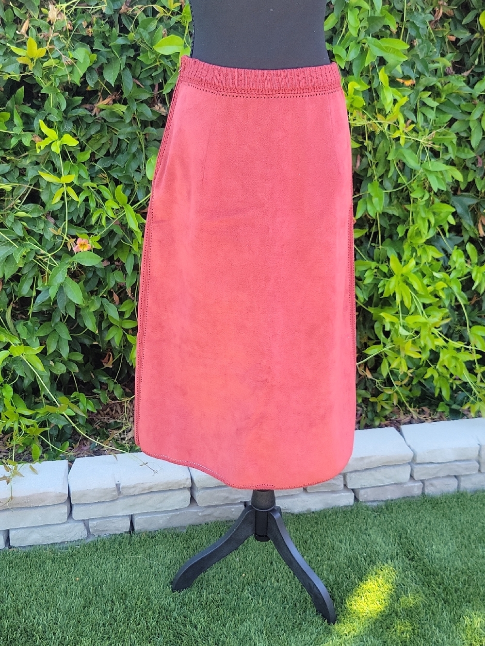 Western Vibe Vintage Suede Feel Skirt with Belt